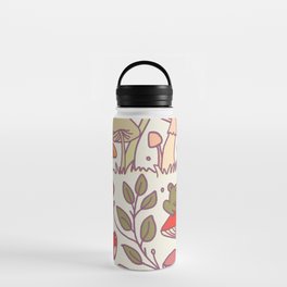 Mushroom and cute frog wild cottage core foraging vintage aesthetic pattern Water Bottle
