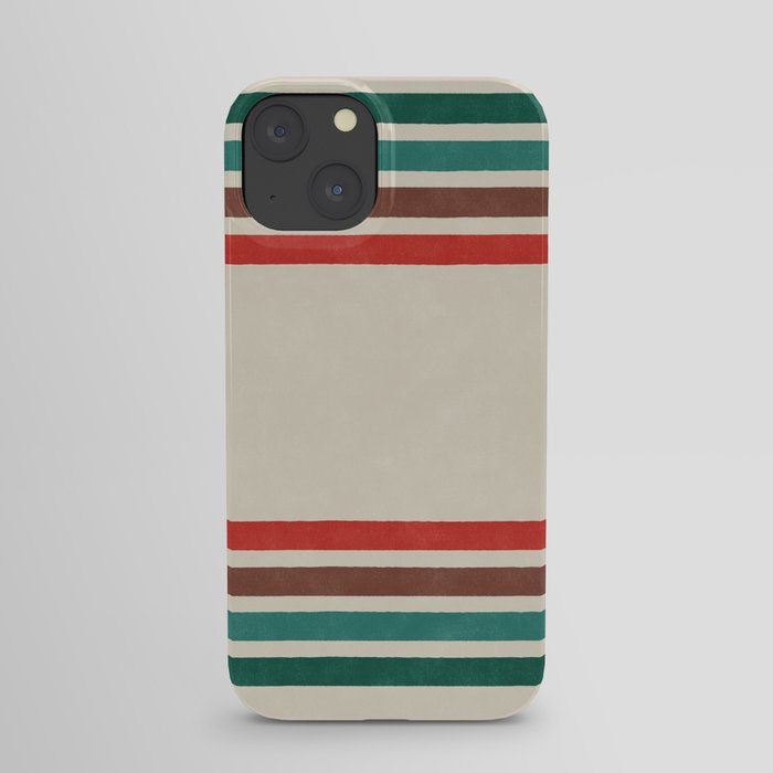 Blanket Stripe - vintage teal, green, brown, and red iPhone Case