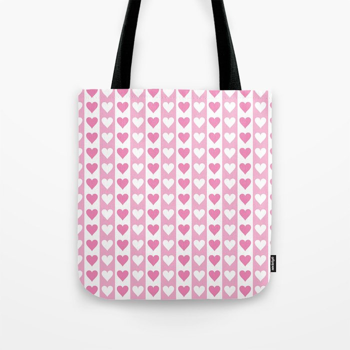 Pink and White Heart Pattern | Pink Hearts | Love | Romance | Valentines | Patterns | Tote Bag