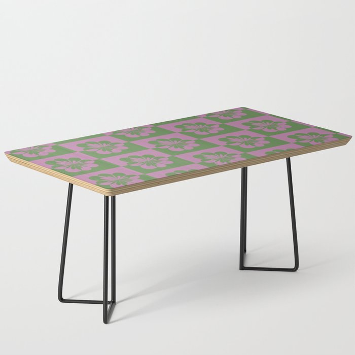 Retro Floral Pattern - Green Purple 2 Coffee Table