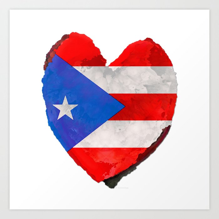 I Love Puerto Rico - Puerto Rican Flag Art Art Print