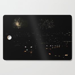 Dark Night City Lights Traffic Fireworks Cutting Board