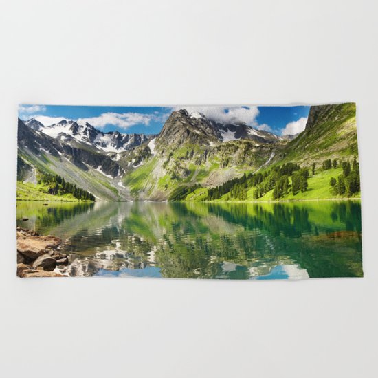 Mountain reflection #lake Beach Towel