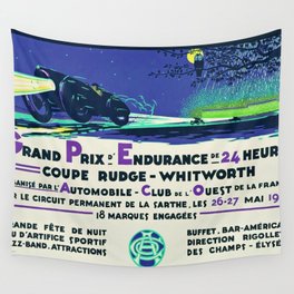 1923 original blue Grand Prix D'endurance De 24 Heures / Coupe Rudge - Whitworth Le mans grand prix racing automobile advertising advertisement vintage poster Wall Tapestry