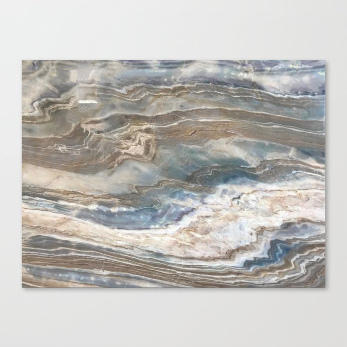Pearly Blue Swirl Marble Canvas Print by DEC02 Society6