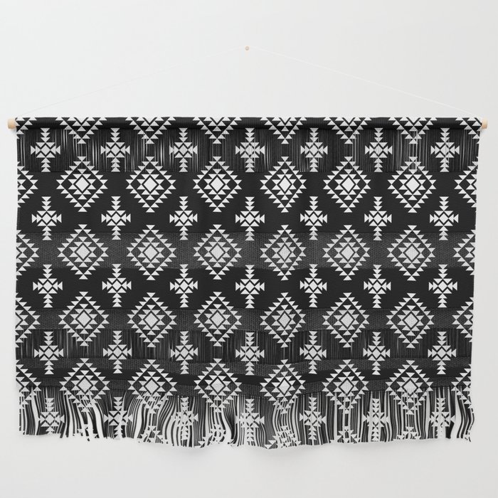 Black and White Native American Tribal Pattern Wall Hanging