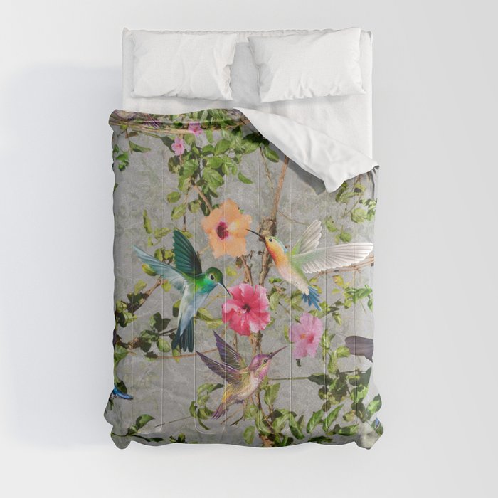 Granny's Harmonious Hummingbirds And Hibiscus Comforter