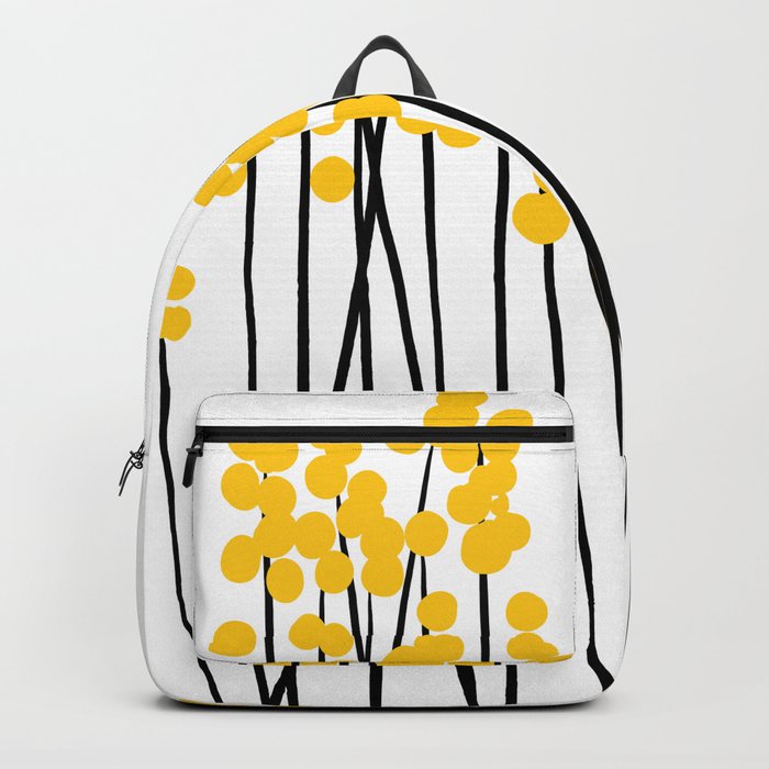 Hello Spring! Yellow/Black Retro Plants on White #decor #society6 #buyart Backpack
