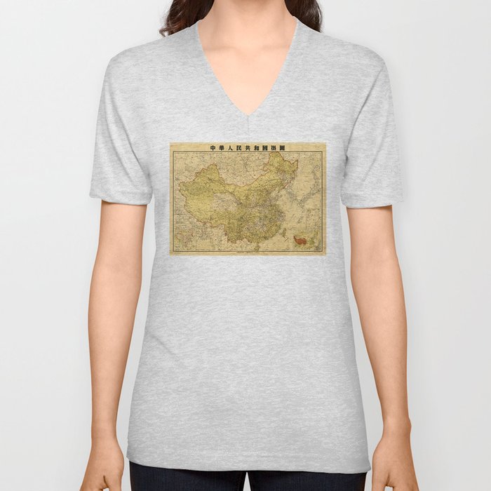 Map of China (1956) V Neck T Shirt