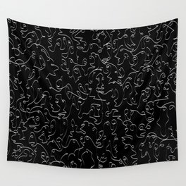 Infinite Faces in Black and White Wall Tapestry