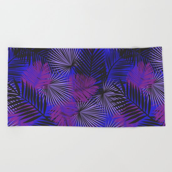 Tropical Black Purple & Blue Beach Towel