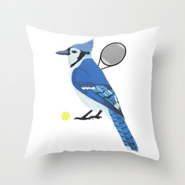 Tennis Blue Jay Throw Pillow