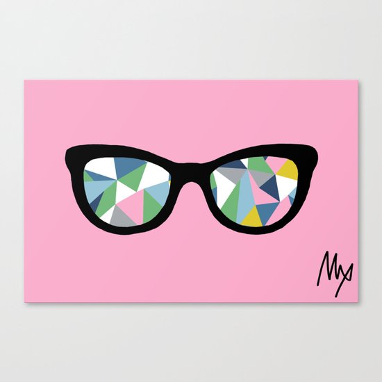 Abstract Eyes on Pink Canvas Print