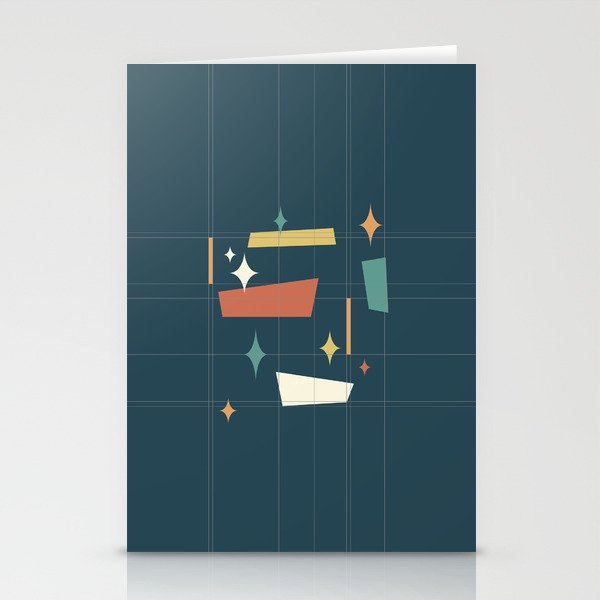 Mid Century Modern Abstract Composition 7 in Charcoal Stationery Cards