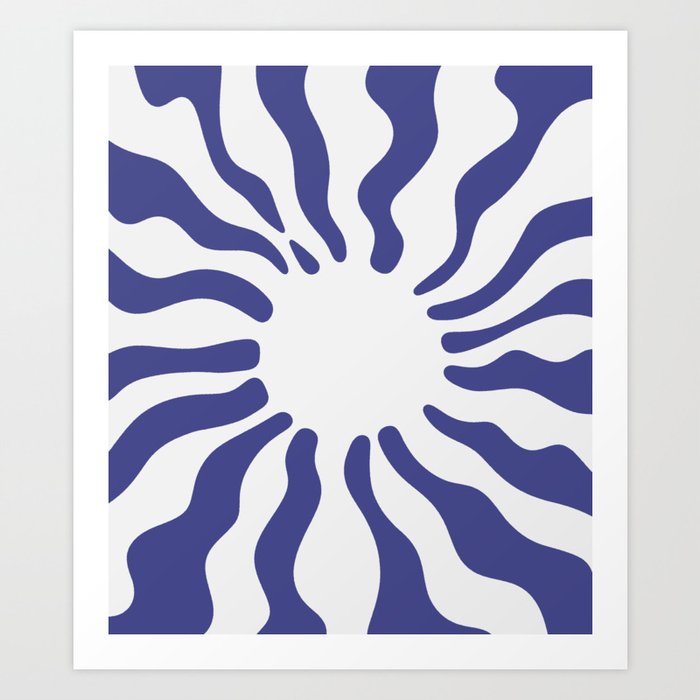 Wavy Sun Rays \\ Navy Blue Art Print
