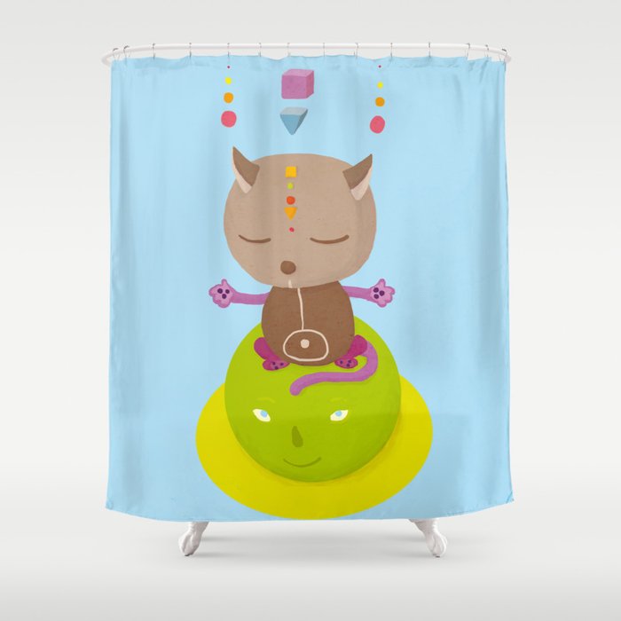 Yoga cat Shower Curtain