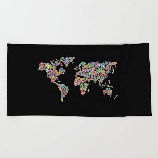 Diamonds World Map #2 Beach Towel