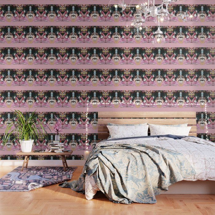 Let Them Eat Cake A Pink And Green Paper Collage Wallpaper By