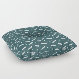 Christmas branches and stars - teal Floor Pillow