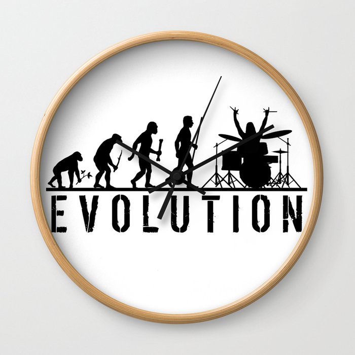 The Evolution Of Man And Drums Wall Clock
