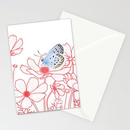 Cosmos and Butterfly Stationery Cards