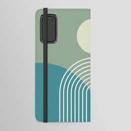 Geometric Rainbow Sun Abstract 30 in Teal Sage Green Android Wallet Case