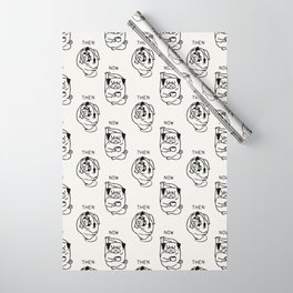 Then and Now Pug Compass Pose Wrapping Paper
