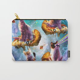 Outer Space Cats With Rainbow Laser Eyes Riding On Pizza Carry-All Pouch