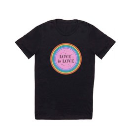 Love is Love Retro Rainbow Pink T Shirt