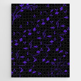 Floral Purple and Black  Jigsaw Puzzle
