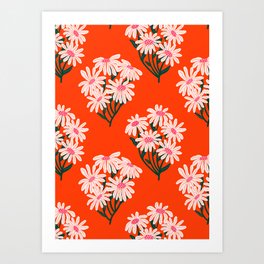 Daisy Bouquet in Bright Orange Art Print