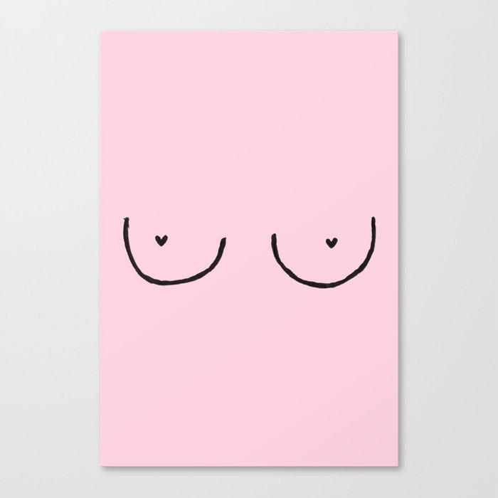 Boobs (with hearts) Canvas Print