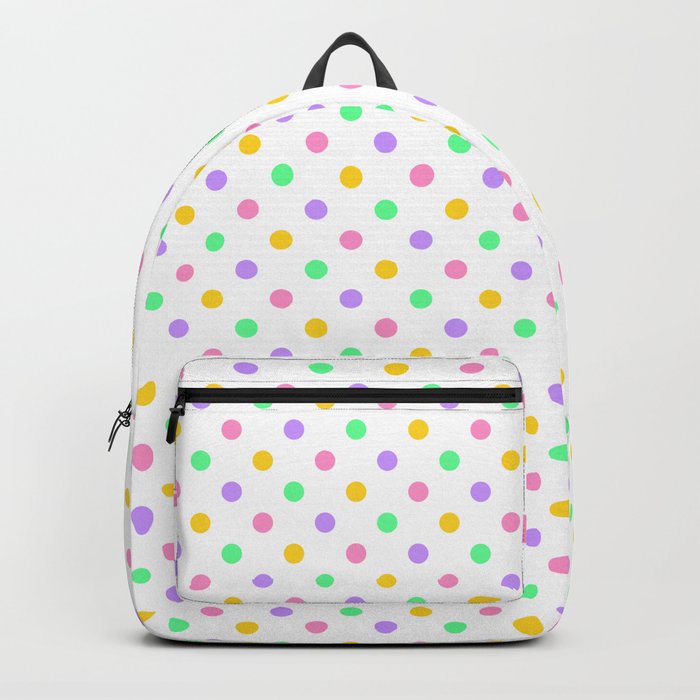 Pastel Dots on White Backpack