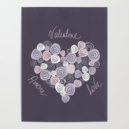 Pastel purple romantic heart of roses Poster
