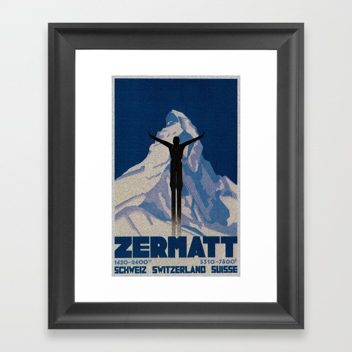 Vintage Zermatt Switzerland Travel Framed Art Print
