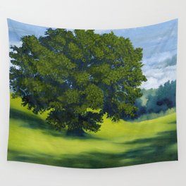 Tree In A Field, An Oil Painting Wall Tapestry