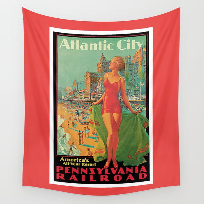 Atlantic city vintage bathing beauty Wall Tapestry