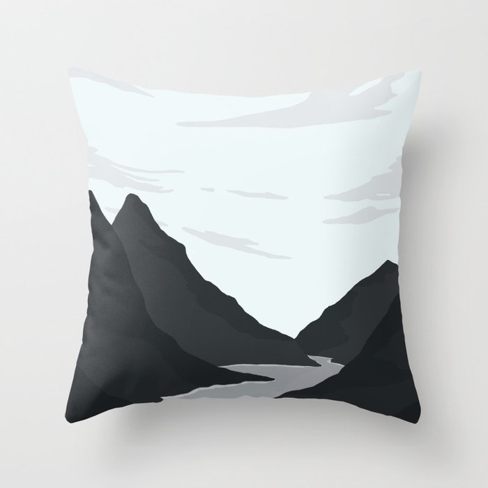 Landscape Mountains Nature Neutral Art Throw Pillow
