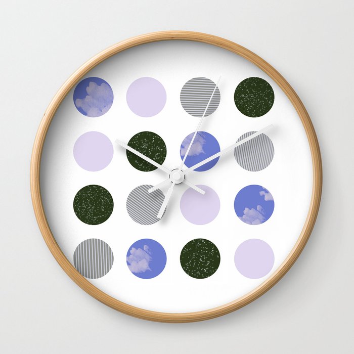 Modern dots, cloud polka, Very peri Art Print Wall Clock