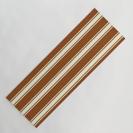 [ Thumbnail: Brown and Beige Colored Lines/Stripes Pattern Yoga Mat ]