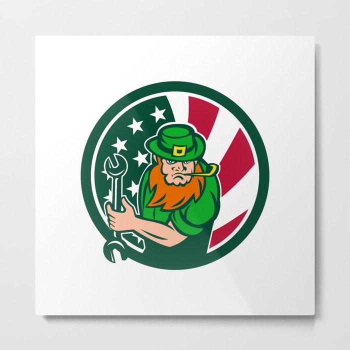 Irish-American Mechanic USA Flag Icon Metal Print