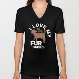 I Love My Fur Babies V Neck T Shirt