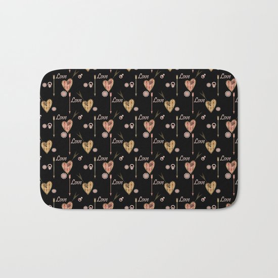 Love . Openwork heart pierced by an arrow . Bath Mat