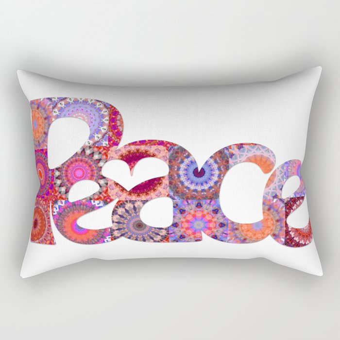 Peace Symbol Art 14 Colorful Mandala Pink Purple And Red Rectangular Pillow