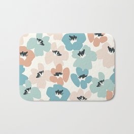 Vintage blue flower pattern Bath Mat