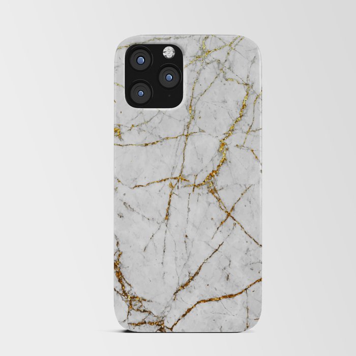 Gold Glitter and White Marble iPhone Card Case