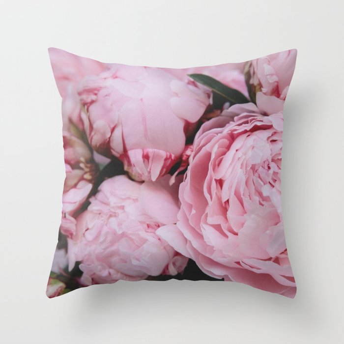 Pink Flowers Photography Throw Pillow