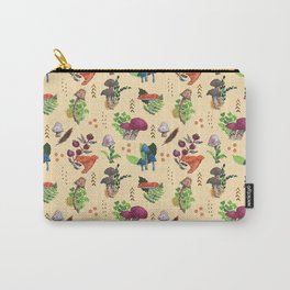 Foraging for Mushrooms Carry-All Pouch | Happy, Botanical, Ink, Bright, Nature, Leaves, Painting, Summer, Paintng, Pattern 