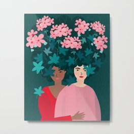 Sisterhood: Geranium Metal Print | Fashion, Sietrhood, Illustration, Essentialoil, Garden, Floral, Pink, Wallart, Digital, Strong 