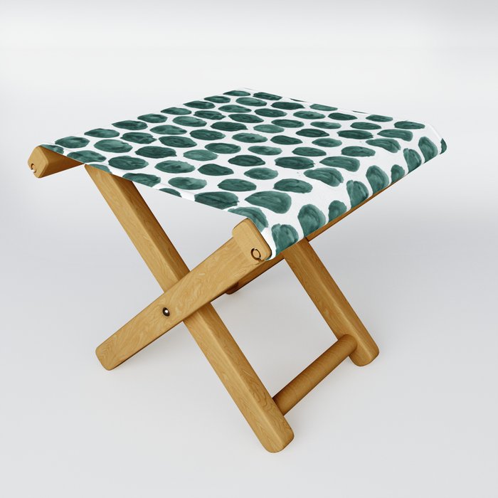 Green Watercolor Polka Dots Folding Stool